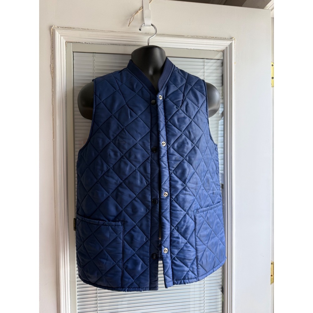 Lavenham Quilted Vest Mens 38 Navy Blue Good Made in England Equestrian Gilet